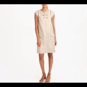 J Crew Linen Shift Dress in Metallic Gold - Size 00
